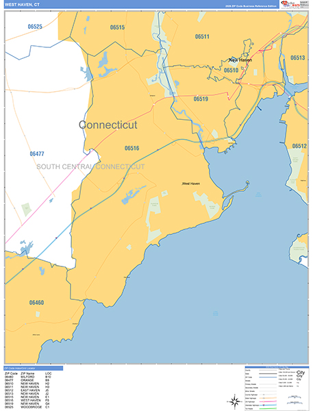 West Haven Zip Code Wall Map
